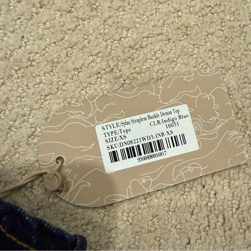 NWT Meshki Sylas Strapless Buckle Denim Top - Indigo Blue - Picture 4 of 5